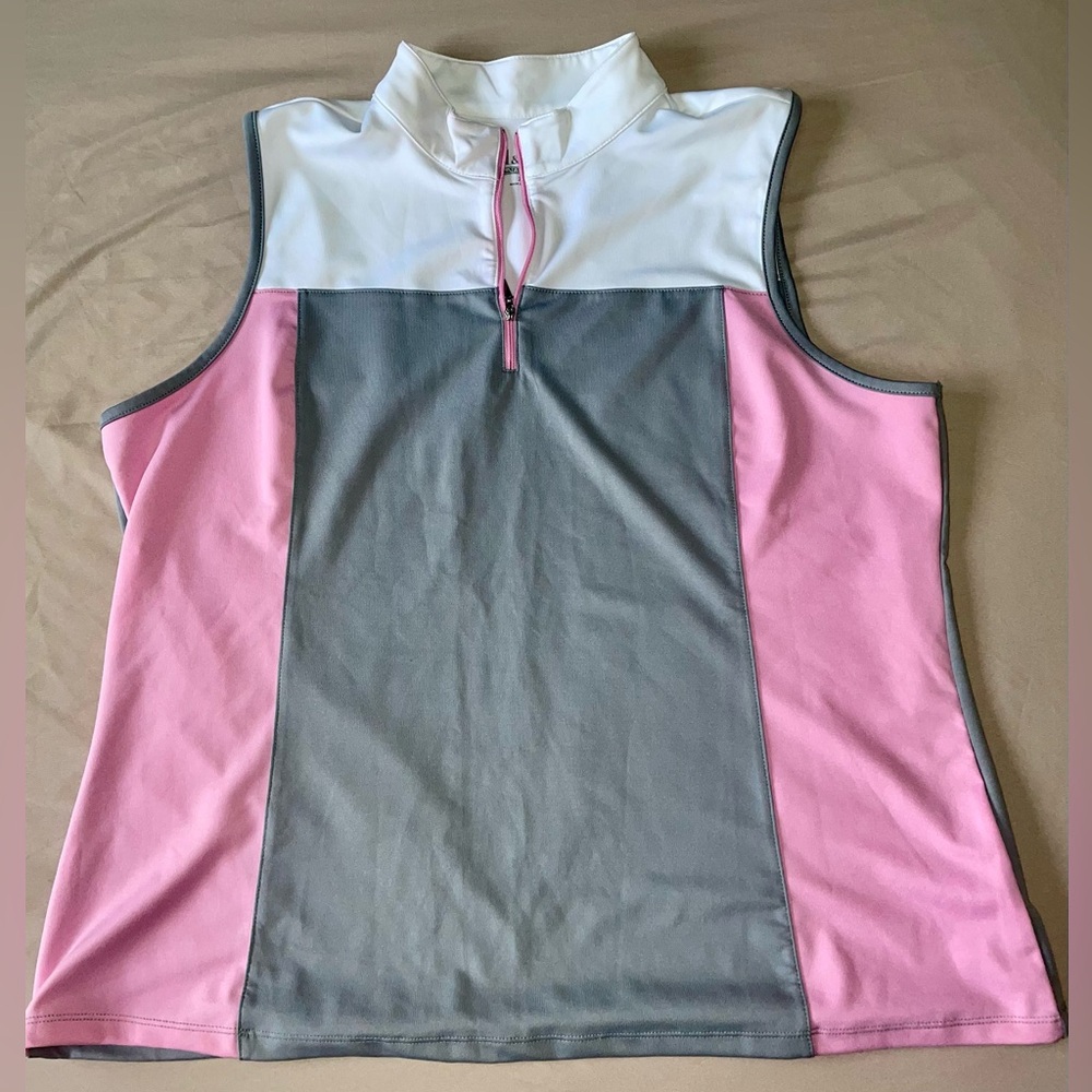 Women's Sleeveless Pink and Gray Top
